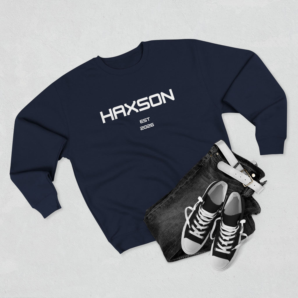 HAXSON Navy Logo Crewneck Sweatshirt – Est. 2026 | Drop 01