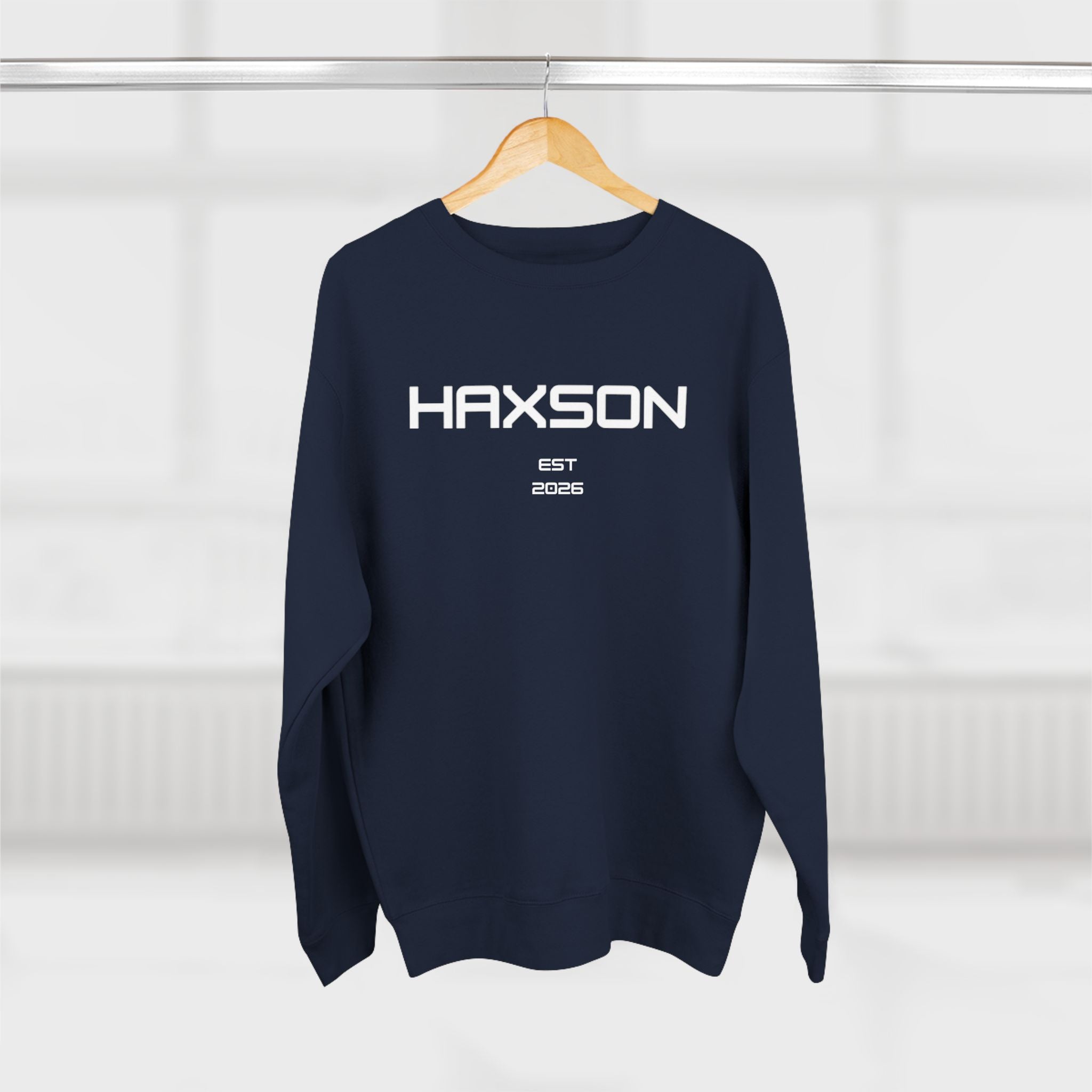 HAXSON Navy Logo Crewneck Sweatshirt – Est. 2026 | Drop 01