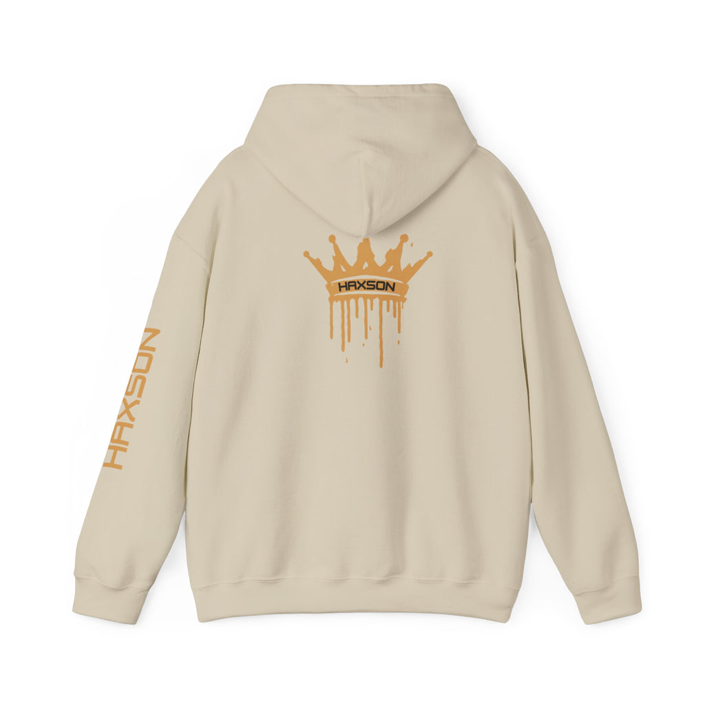 Haxson sand hoodie back view