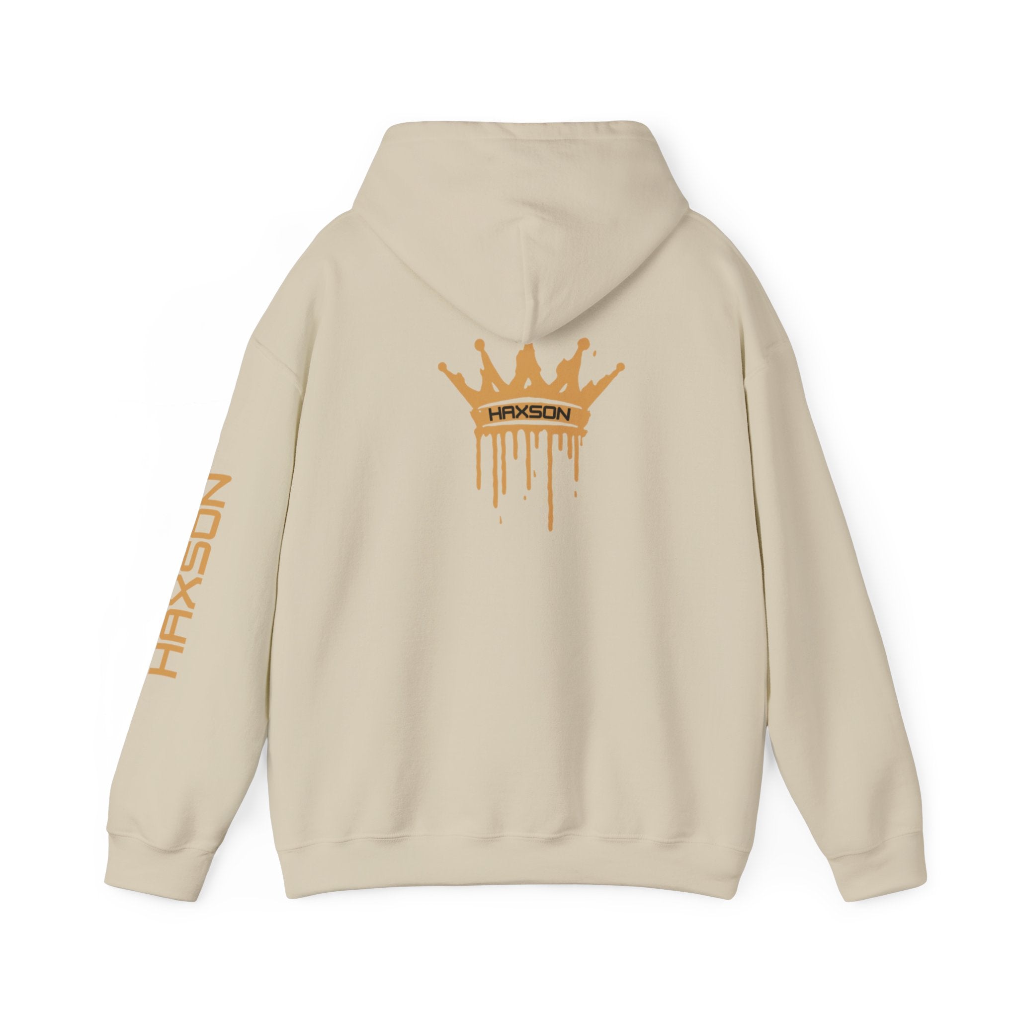 Haxson sand hoodie back view
