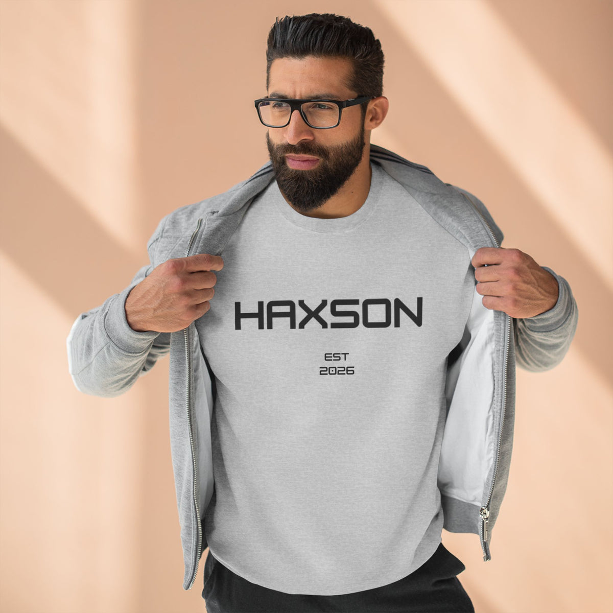 HAXSON Grey Logo Crewneck Sweatshirt – Est. 2026 | Drop 02