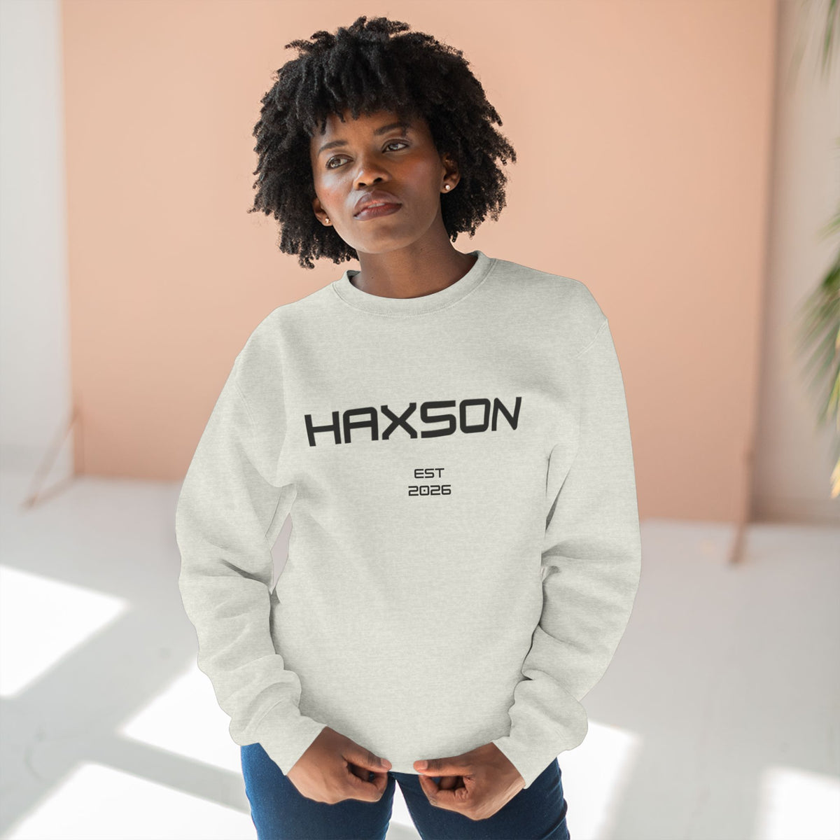 HAXSON Oatmeal Logo Crewneck Sweatshirt – Est. 2026 | Drop 02