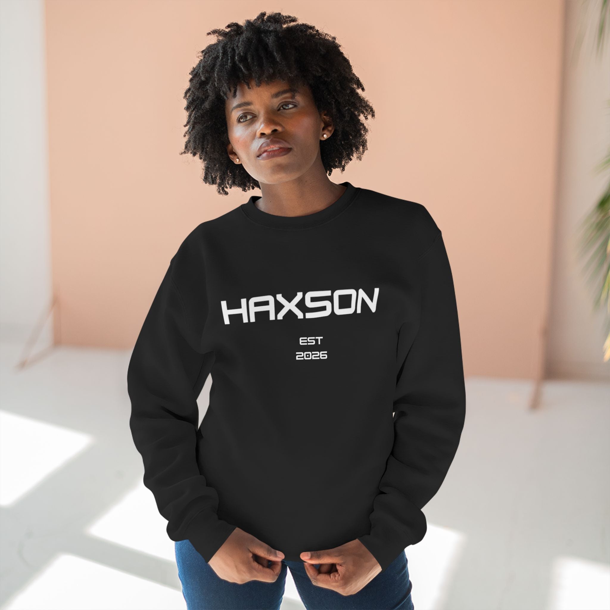 HAXSON Black Logo Crewneck Sweatshirt – Est. 2026 | Drop 01