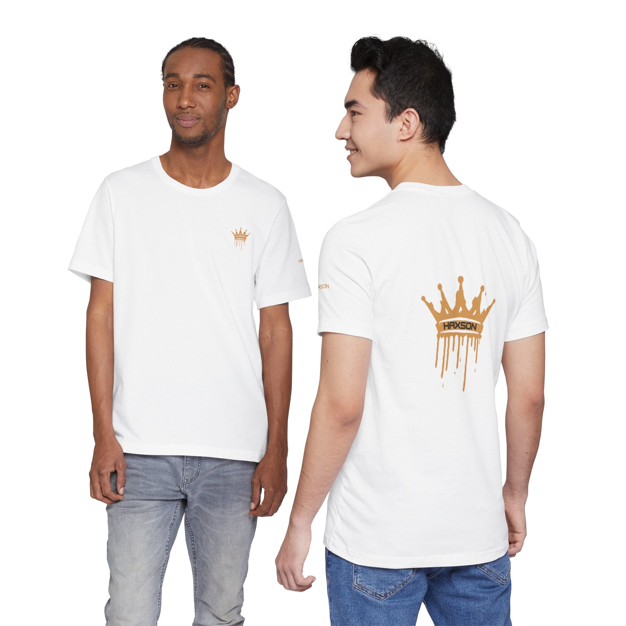 Haxson white t shirt model duo