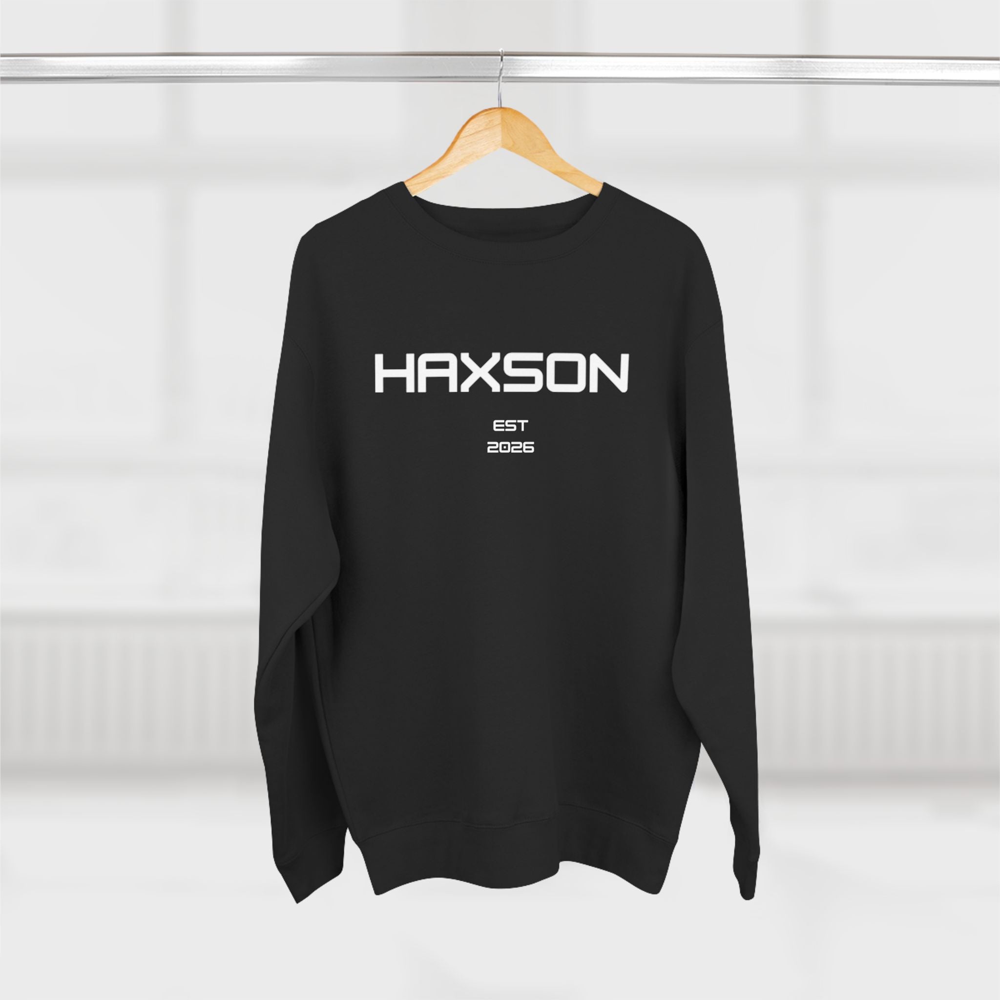 HAXSON Black Logo Crewneck Sweatshirt – Est. 2026 | Drop 01