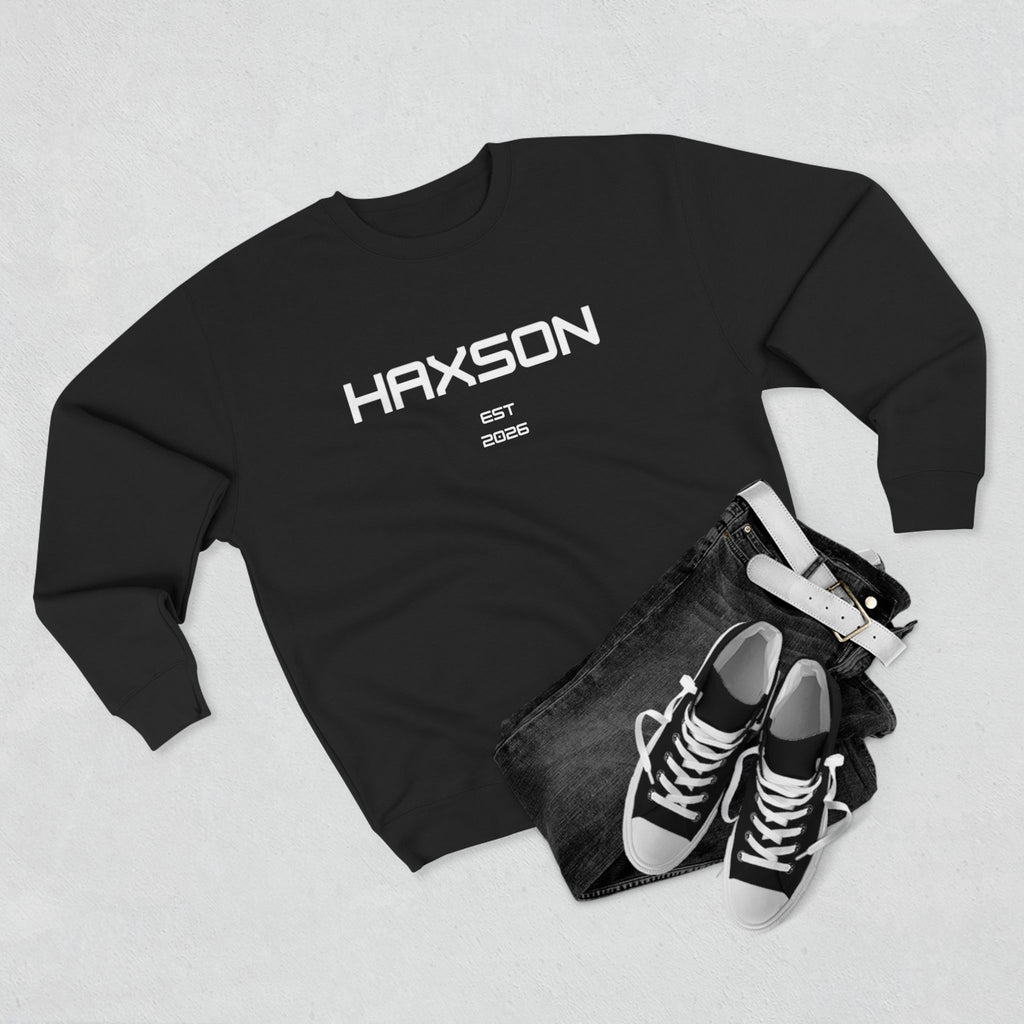 HAXSON Black Logo Crewneck Sweatshirt – Est. 2026 | Drop 01
