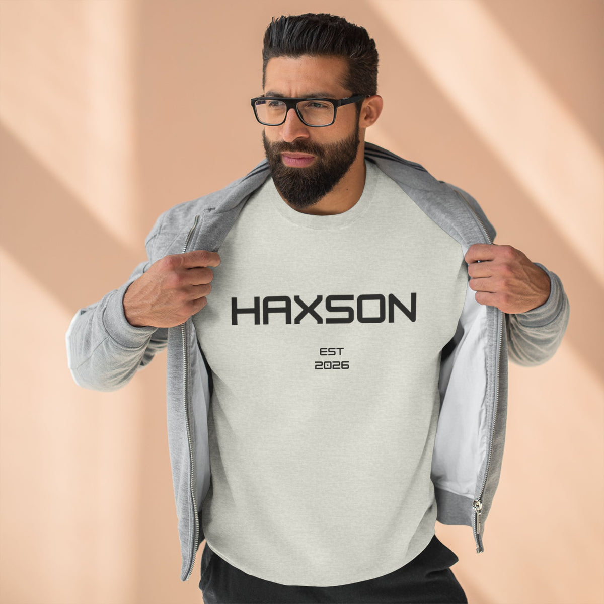 HAXSON Oatmeal Logo Crewneck Sweatshirt – Est. 2026 | Drop 02
