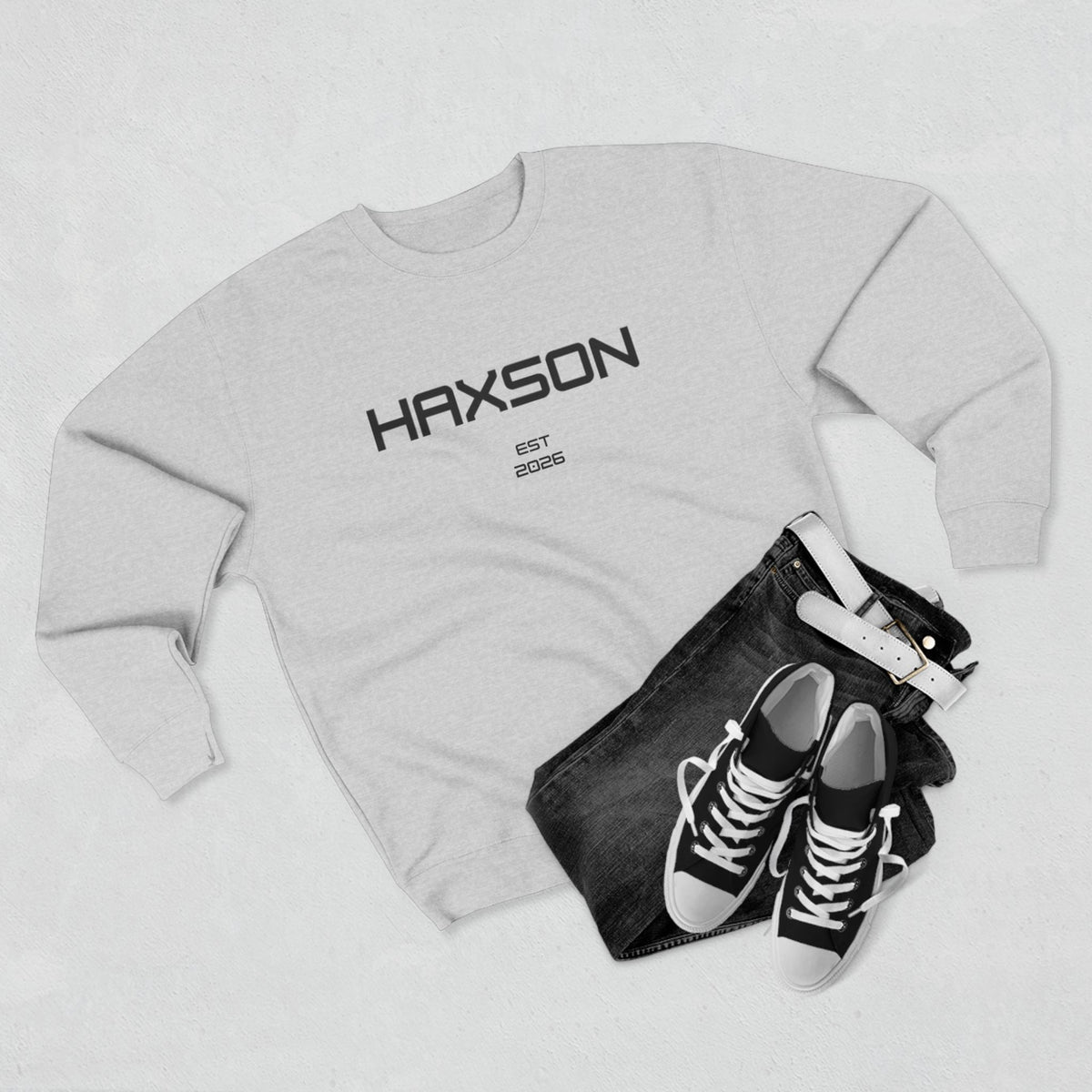 HAXSON Grey Logo Crewneck Sweatshirt – Est. 2026 | Drop 02