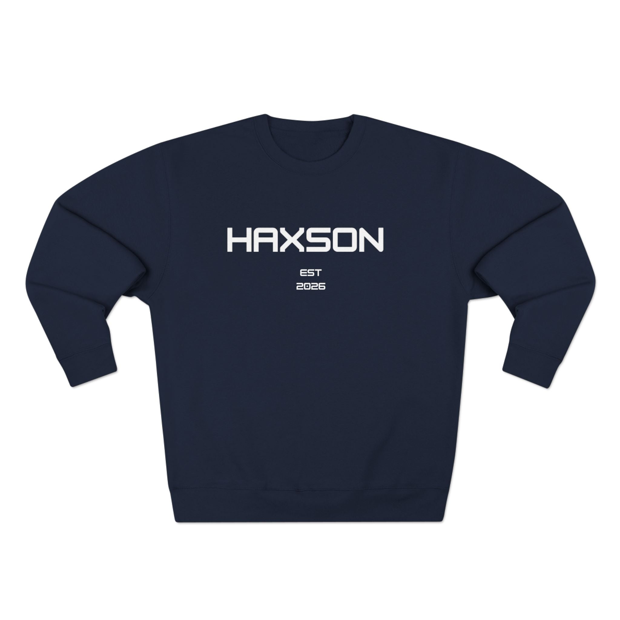 HAXSON Navy Logo Crewneck Sweatshirt – Est. 2026 | Drop 01